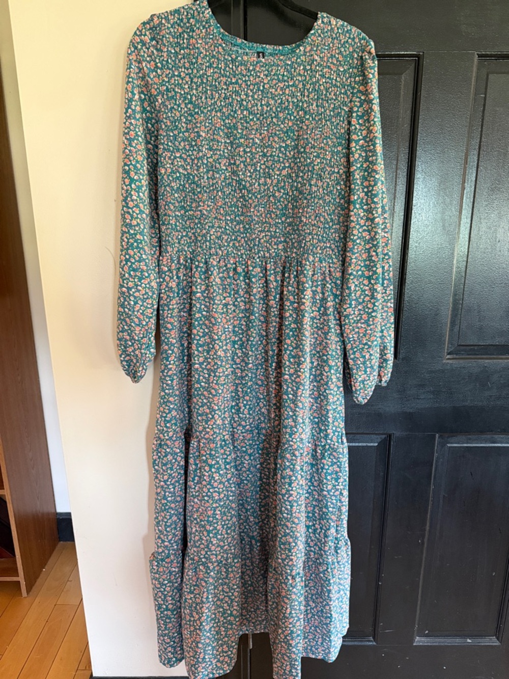 Amazon Teal Floral Maxi Dress with Pink Accents